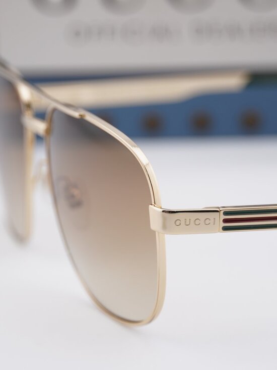 Gucci GG1223S 001 Square Sunglasses - Gold/Brown Gradient